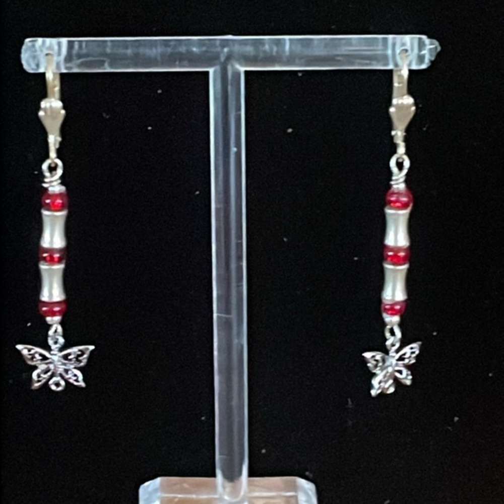 Made by Hand silver tone Butterfly earrings